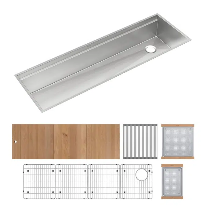 CS60BPK_CWK_WPK Circuit Chef® Workstation Stainless Steel 59-1/2" x 20-1/2" x 10" Single Bowl Undermount Sink Kit