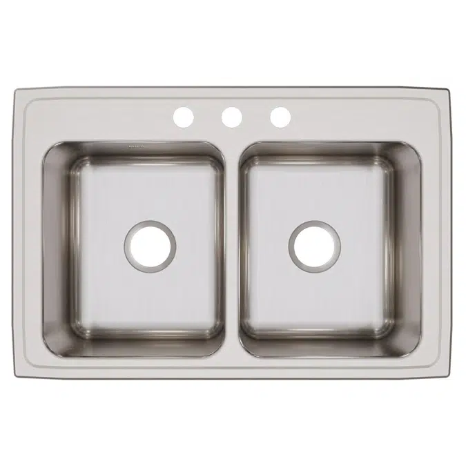 DLR3322103 Elkay Lustertone® Classic Stainless Steel 33" x 22" x 10-1/8" 3-Hole Equal Double Bowl Drop-in Sink