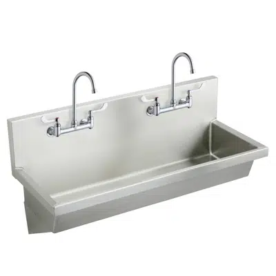 Зображення для EWMA4820C Elkay Stainless Steel 48" x 20" x 8" Wall Hung Multiple Station Hand Wash Sink Kit w/Faucets and Drain