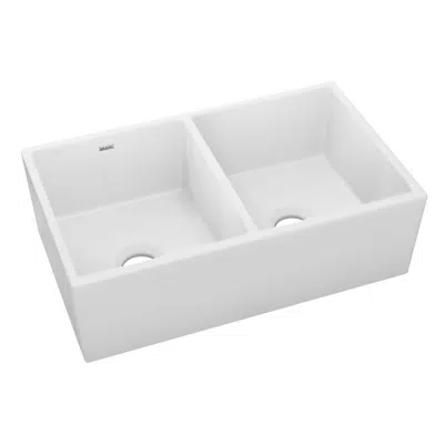 Image for Elkay Fireclay 33" x 19-15/16" x 9", Equal Double Bowl Farmhouse Sink, White