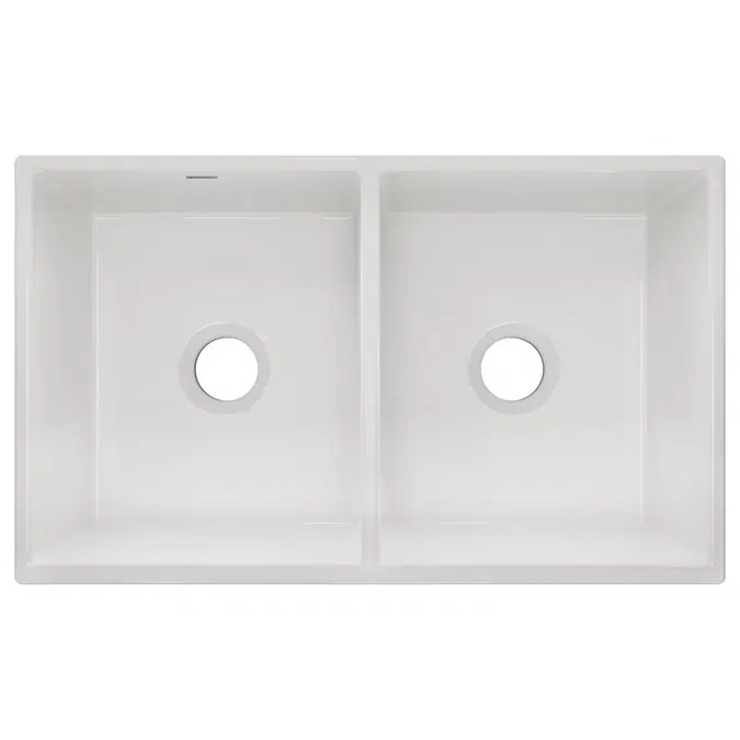SWUF32189WH Fireclay 33" x 19-15/16" x 9" Equal Double Bowl Farmhouse Sink