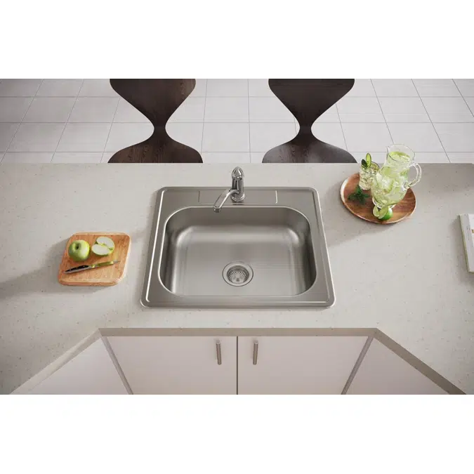 D125221_5_MR2 Dayton® Stainless Steel 25" x 22" x 6-9/16" Single Bowl Drop-in Sink