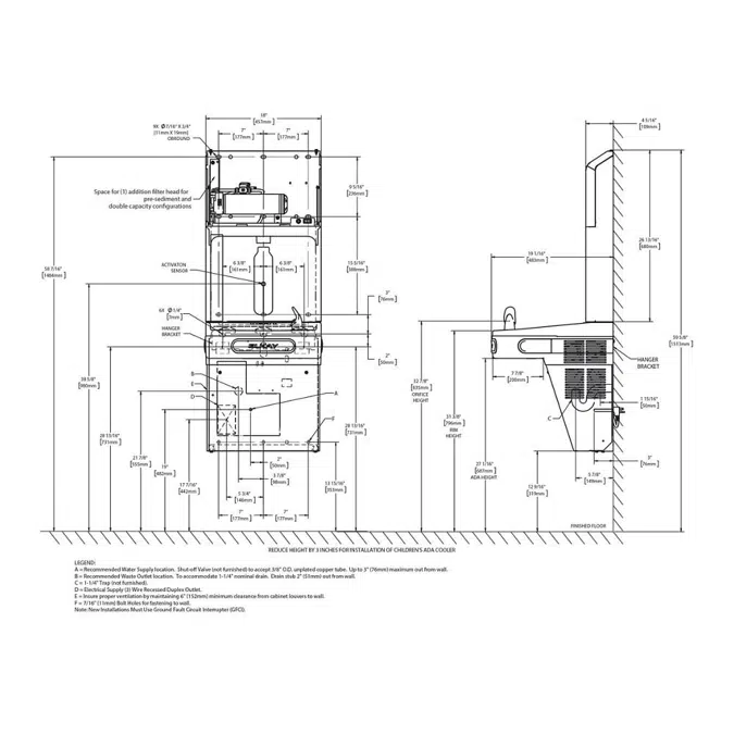 LZS8WSSPRO Family Elkay Pro Filtration™ Bottle Filling Station & Sgl ADA Cooler SS Gray