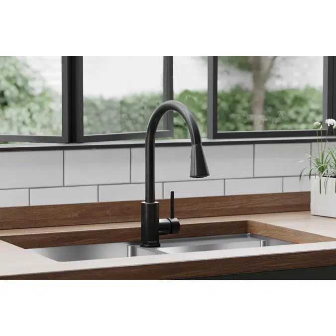 LKAV3031BK Elkay Avado® Single Hole Kitchen Faucet with Pull-down Spray and Forward Only Lever Handle Black Stainless