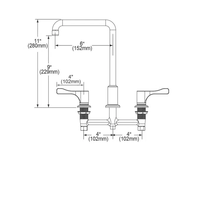 LKD2437BHC Elkay 8" Centerset Concealed Deck Mount Faucet with Arc Tube Spout+ 4" Lever Handles + 6" Spout Reach Chrome