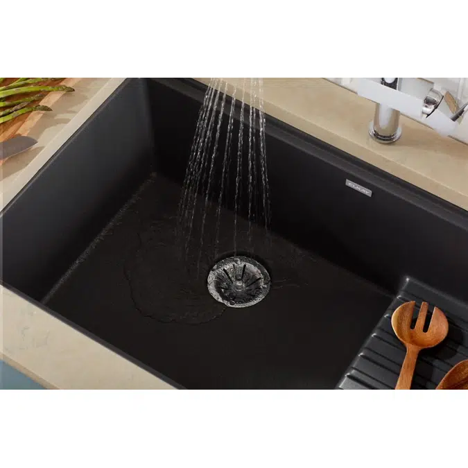 ELXUDB3620BGCA0 Ferguson Exclusive Quartz Luxe® 35-7/8" x 20-5/8" x 9-1/2" Single Bowl Undermount Sink w/Drainboard+Perfect Drain® Caviar