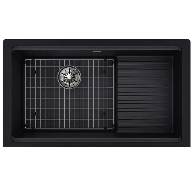 ELXUDB3620BGCA0 Ferguson Exclusive Quartz Luxe® 35-7/8" x 20-5/8" x 9-1/2" Single Bowl Undermount Sink w/Drainboard+Perfect Drain® Caviar