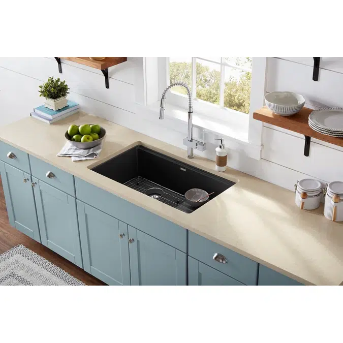 ELXUDB3620BGCA0 Ferguson Exclusive Quartz Luxe® 35-7/8" x 20-5/8" x 9-1/2" Single Bowl Undermount Sink w/Drainboard+Perfect Drain® Caviar