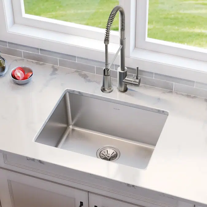 ELUH2115T Lustertone Iconix® 18 Gauge Stainless Steel 23-1/2" x 18-1/4" x 9" Single Bowl Undermount Sink
