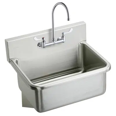 Зображення для EWS2520W4C Elkay Stainless Steel 25" x 19.5" x 10-1/2" Wall Hung Single Bowl Hand Wash Sink Kit w/Faucet with 4" Wristblade Handles