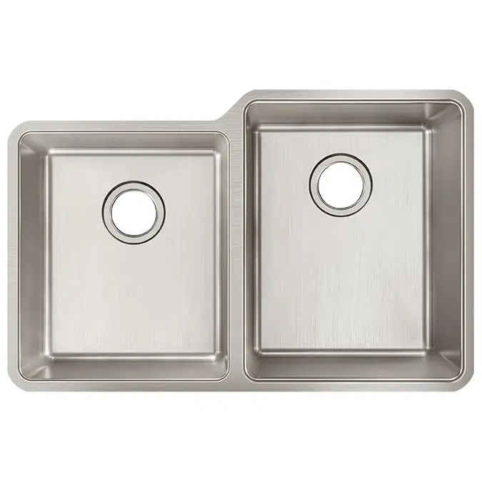 ELUH3120LT Lustertone Iconix® 18 Gauge Stainless Steel 31-1/4" x 20-1/2" x 9" Double Bowl Undermount Sink with Left Small Bowl