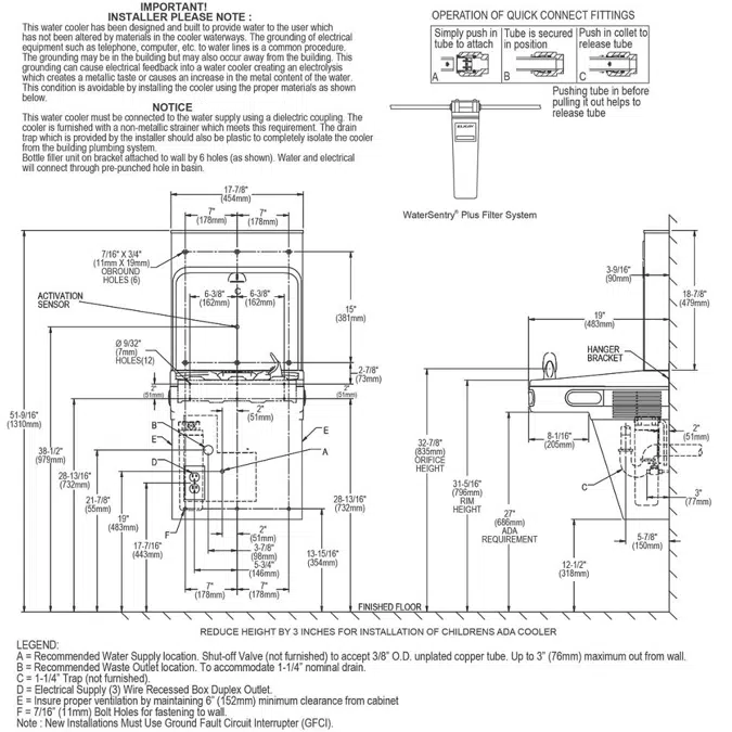LZS8WSSK Elkay ezH2O®  Bottle Filling Station & Single ADA Cooler Refrigerated Stainless Lead Reduction Quick Filter Change