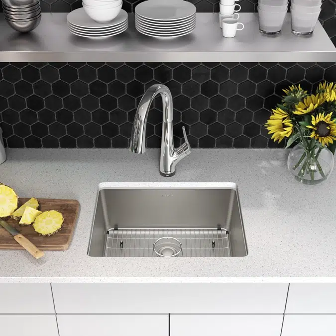 ELUH2115TFLC Lustertone Iconix® 18 Gauge Stainless Steel 23-1/2" x 18-1/4" x 9" Single Bowl Undermount Sink Kit with Filtered Faucet
