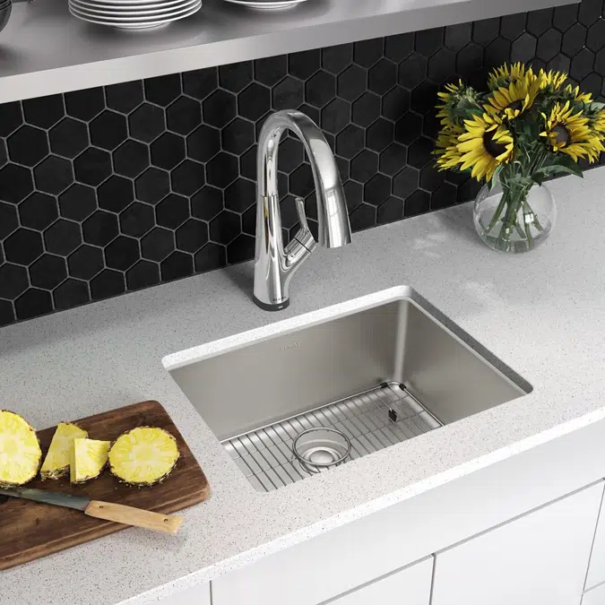 ELUH2115TFLC Lustertone Iconix® 18 Gauge Stainless Steel 23-1/2" x 18-1/4" x 9" Single Bowl Undermount Sink Kit with Filtered Faucet