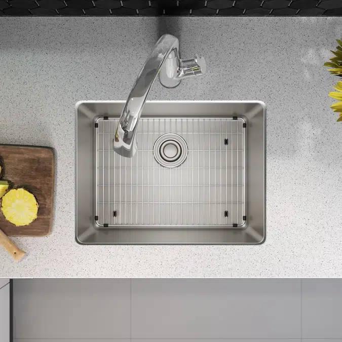 ELUH2115TFLC Lustertone Iconix® 18 Gauge Stainless Steel 23-1/2" x 18-1/4" x 9" Single Bowl Undermount Sink Kit with Filtered Faucet