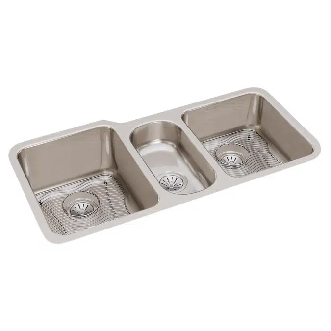 ELUH4020DBG Lustertone® Classic Stainless Steel 40" x 20-1/2" x 9-7/8" Triple Bowl Undermount Sink Kit