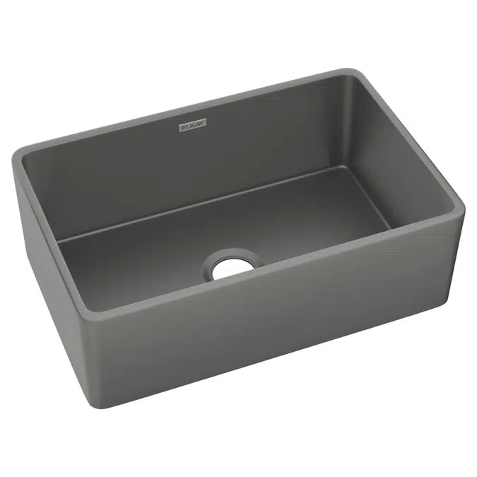 Elkay Fireclay 30" x 19-15/16" x 9-1/8", Single Bowl Farmhouse Sink, Gray