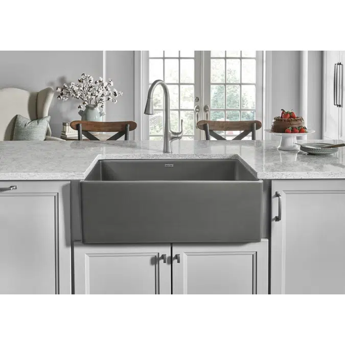 SWUF28179MG Elkay Fireclay 30" x 19-15/16" x 9-1/8" Single Bowl Farmhouse Sink Gray
