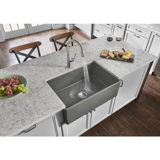SWUF28179MG Elkay Fireclay 30" x 19-15/16" x 9-1/8" Single Bowl Farmhouse Sink Gray