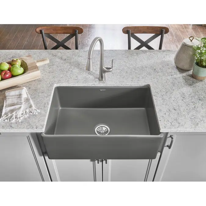 SWUF28179MG Elkay Fireclay 30" x 19-15/16" x 9-1/8" Single Bowl Farmhouse Sink Gray