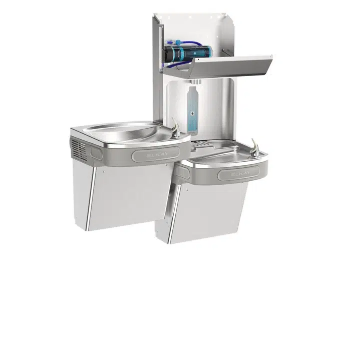 LZSTL8WSSPRO Family Elkay Pro Filtration™ Bottle Filling Station & Bi-Level ADA Cooler SS Gray
