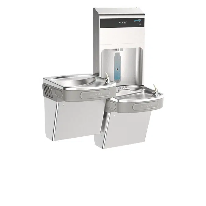 LZSTL8WSSPRO Family Elkay Pro Filtration™ Bottle Filling Station & Bi-Level ADA Cooler SS Gray
