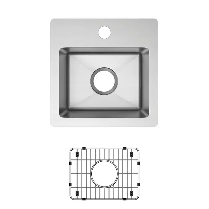 ECTSR15159TBG1_3 Crosstown® 18 Gauge Stainless Steel 15" x 15" x 9" Single Bowl Dual Mount Sink Kit
