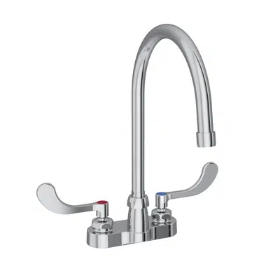 LK406GN08T4 Elkay® 4" Centerset with Exposed Deck Faucet with 8" Gooseneck Spout 4" Wristblade Handles Chrome 이미지