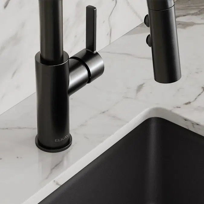 LKAV3032BK Elkay Avado® Single Hole Bar Faucet with Pull-down Spray and Lever Handle Black Stainless