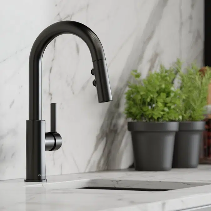 LKAV3032BK Elkay Avado® Single Hole Bar Faucet with Pull-down Spray and Lever Handle Black Stainless
