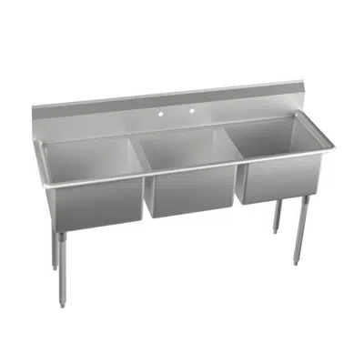 Image for E3C20X20-0X Dependabilt™ Stainless Steel 69" x 25-13/16" x 43-3/4" 18 Gauge Three Compartment Sink with Stainless Steel Legs