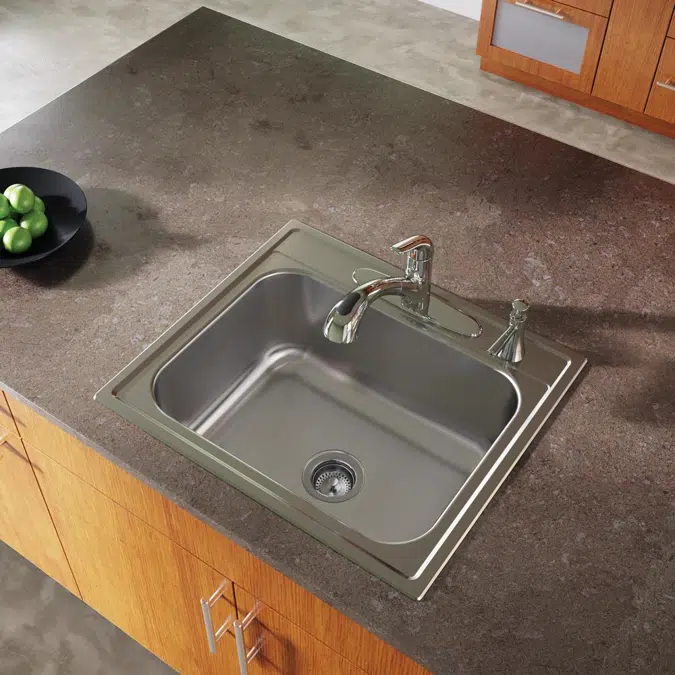 DPC12522104 Dayton® Stainless Steel 25" x 22" x 10-1/4" 4-Hole Single Bowl Drop-in Sink