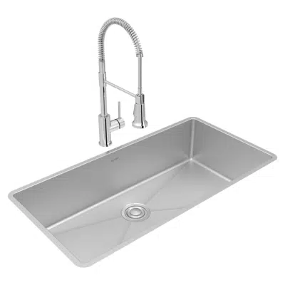 ECTRU35179TFCC Elkay Crosstown 18 Gauge Stainless Steel 36-1/2" x 18-1/2" x 9", Single Bowl Undermount Sink & Faucet Kit with Drain图像