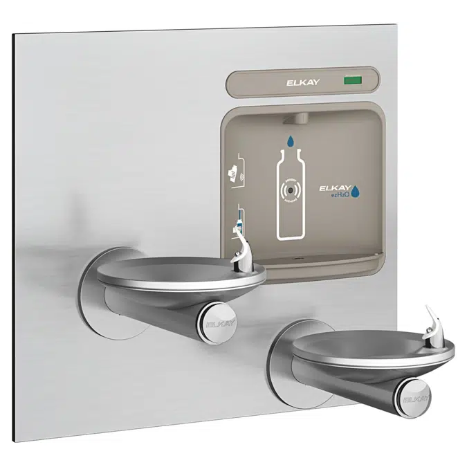 EZWS-EDFPBM117K Elkay ezH2O Bottle Filling Station with Bi-Level Integral SwirlFlo Fountain, Non-Filtered Non-Refrigerated Stainless