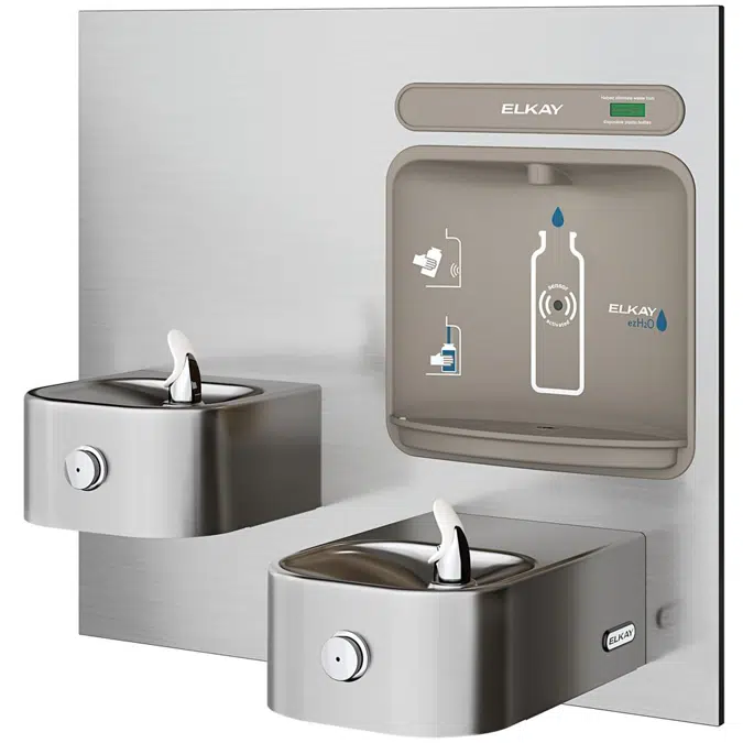 EZWS-EDFP217K Elkay ezH2O®  Bottle Filling Station & Integral Soft Sides® Fountain Non-Filtered Non-Refrigerated Stainless