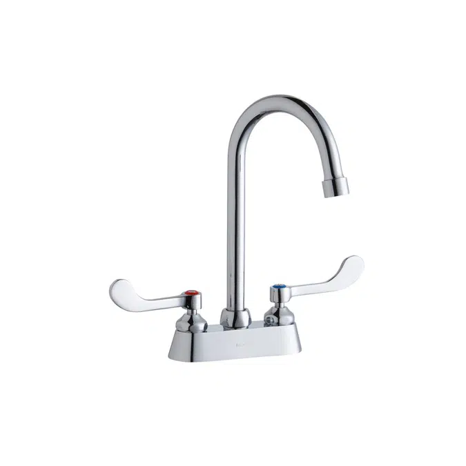 LK406GN05T4Elkay 4" Centerset with Exposed Deck Faucet with 5" Gooseneck Spout 4" Wristblade Handles Chrome