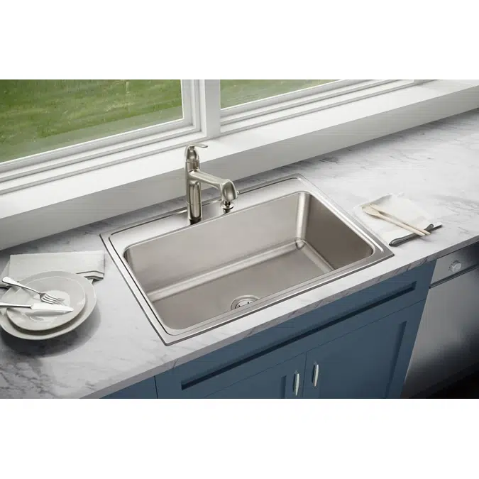 DLR3122101_5_MR2 Lustertone® Classic Stainless Steel 31" x 22" x 10-1/8" Single Bowl Drop-in Sink