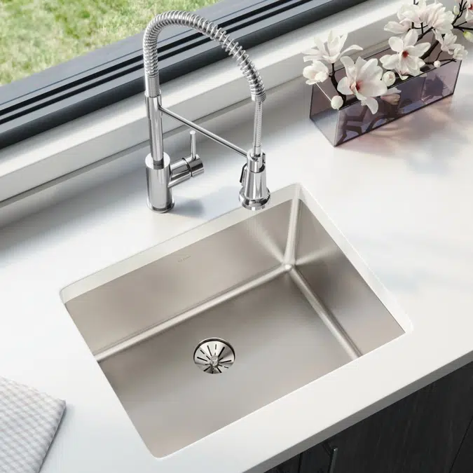 ELUHH2115TPD Lustertone Iconix® 16 Gauge Stainless Steel, 23-1/2" x 18-1/4" x 9" Single Bowl Undermount Sink with Perfect Drain®