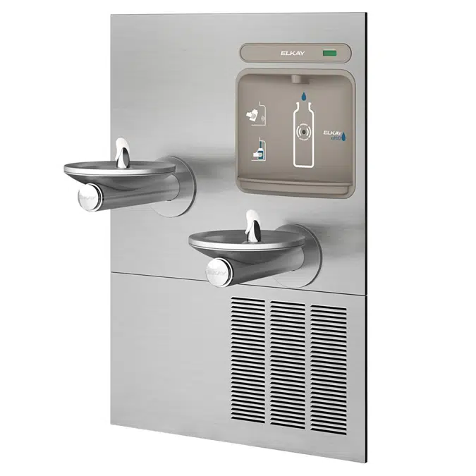 EZWS-ERPBM28K Elkay ezH2O®  Bottle Filling Station w/ Bi-Level Integral SwirlFlo® Fountain Refrigerated Non-Filtered Refrigerated Stainless