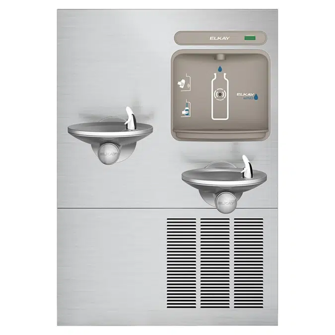 EZWS-ERPBM28K Elkay ezH2O®  Bottle Filling Station w/ Bi-Level Integral SwirlFlo® Fountain Refrigerated Non-Filtered Refrigerated Stainless