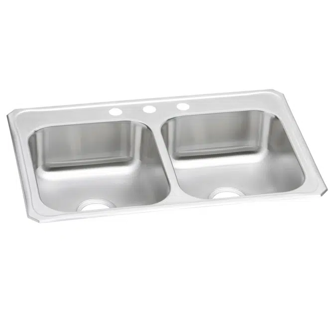 CR33223 Elkay Celebrity Stainless Steel 33" x 22" x 7", 3-Hole Equal Double Bowl Drop-in Sink