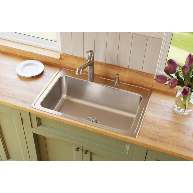 DLRS3322101 Elkay Lustertone® Classic Stainless Steel 33" x 22" x 10-1/8" 1-HoleSingle Bowl Drop-in Sink