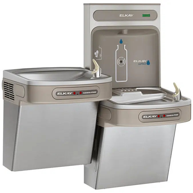 EZOOTL8WSSK Elkay ezH2O Bottle Filling Station with Bi-Level ADA Cooler Dual Hands Free Activation Non-Filtered Refrigerated Stainless