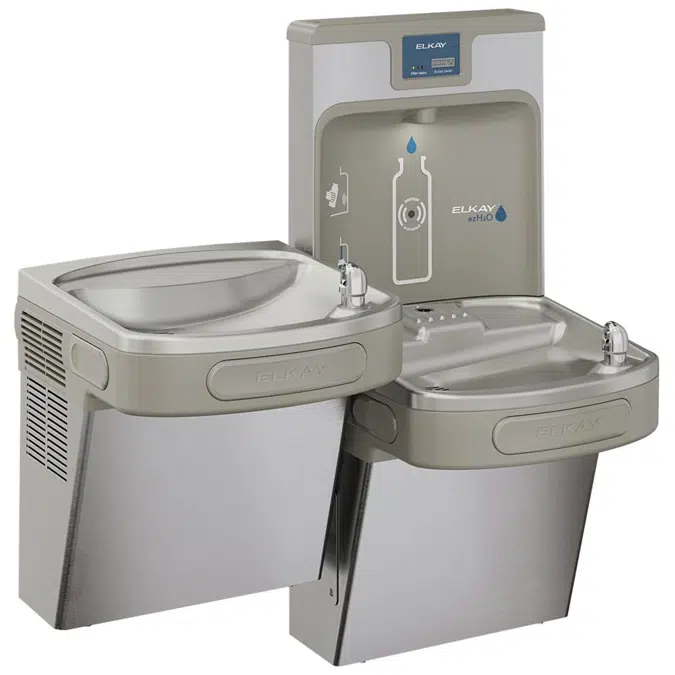 LZSTL8WSVRSK_LK ezH2O®  Bottle Filling Station with Versatile Bi-Level ADA Cooler Filtered Refrigerated Light Gray