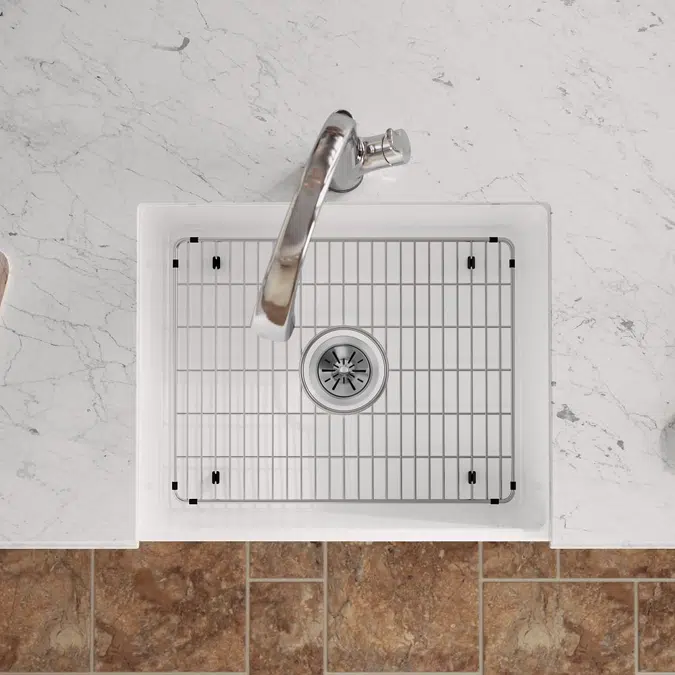 SWUF2520WHFLC Fireclay 24-7/16" x 19-11/16" x 9-1/8" Single Bowl Farmhouse Sink Kit with Filtered Faucet White