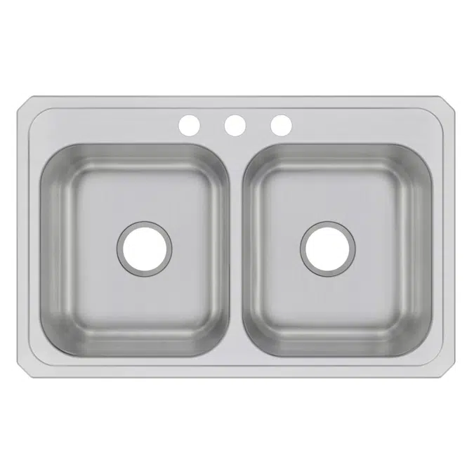 CR33211_4 Celebrity® Stainless Steel 33" x 21-1/4" x 6-7/8" Equal Double Bowl Drop-in Sink
