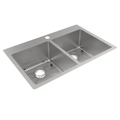 Image pour ECTSR33229TBG1_5_FR2 Crosstown® 18 Gauge Stainless Steel 33" x 22" x 9" Equal Double Bowl Dual Mount Sink Kit 