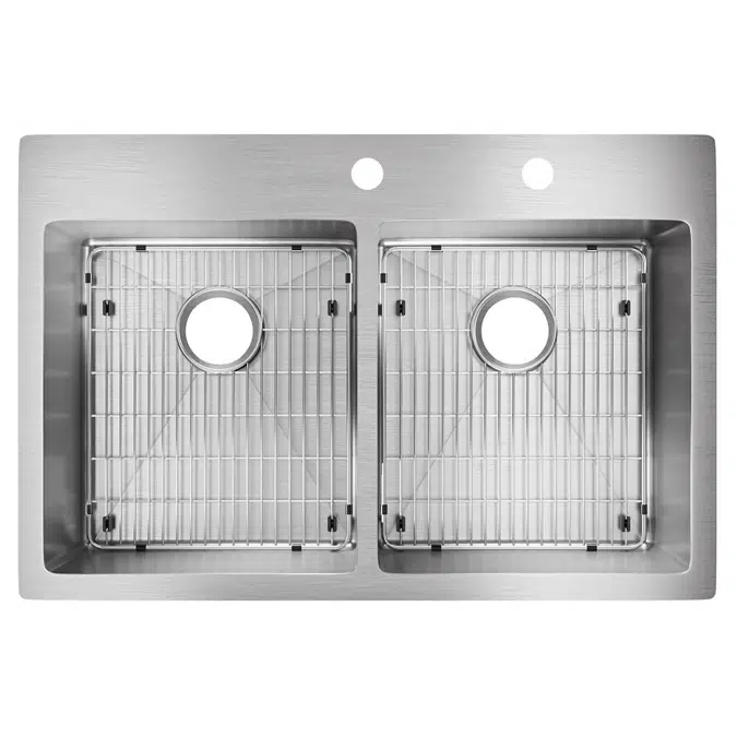 ECTSR33229TBG1_5_FR2 Crosstown® 18 Gauge Stainless Steel 33" x 22" x 9" Equal Double Bowl Dual Mount Sink Kit 