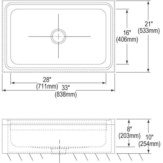 EFS3321C Elkay Stainless Steel 33" x 21" x 8" Single Bowl Floor Mount Service Sink Package w/drain