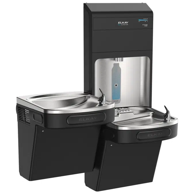 LZSTL8WSBPRO-2FL10 Elkay Pro Filtration® Connected Bottle Filling Station & Bi-Level ADA Cooler Refrig Dbl Ultra-Capacity Lead Reduction BK
